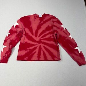 Revelation Tie-Dye Red White Star Sweatshirt Girls Unisex Large Camp Cozy